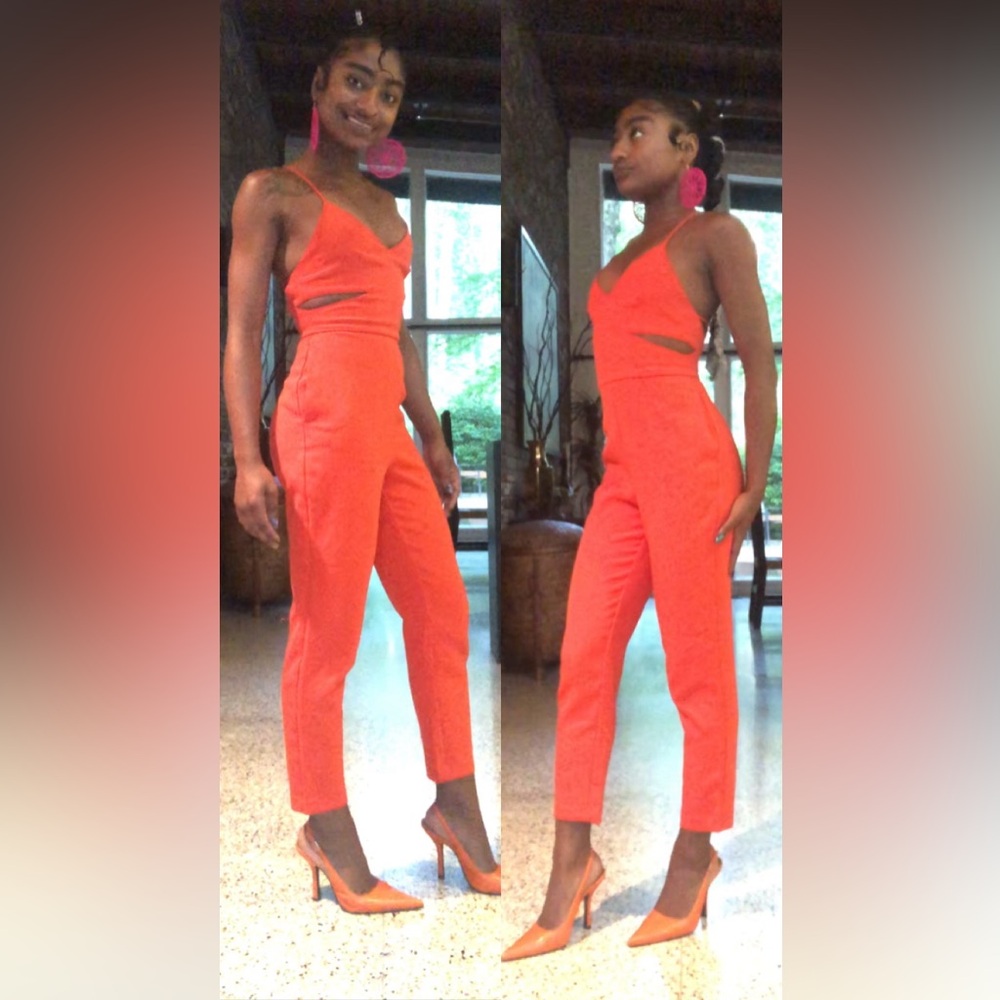 Express Vibrant Orange Jumpsuit